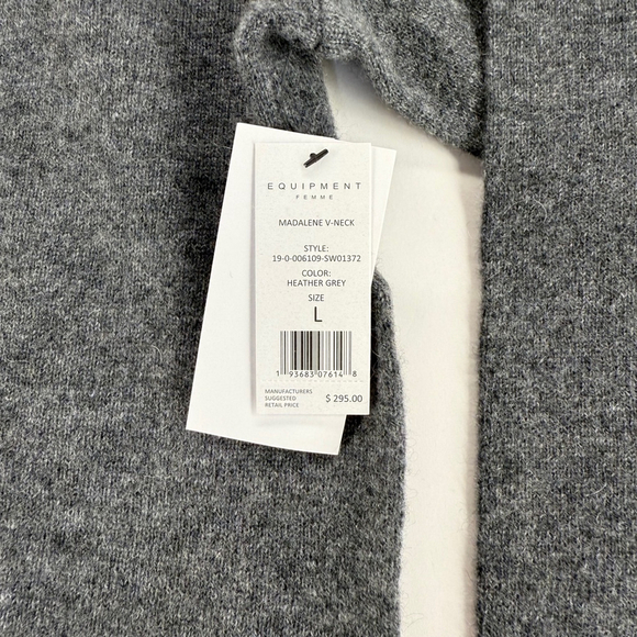 Equipment Madalene V-Neck Cashmere Women’s Sweater, Size L, Grey NWT - Picture 8 of 12
